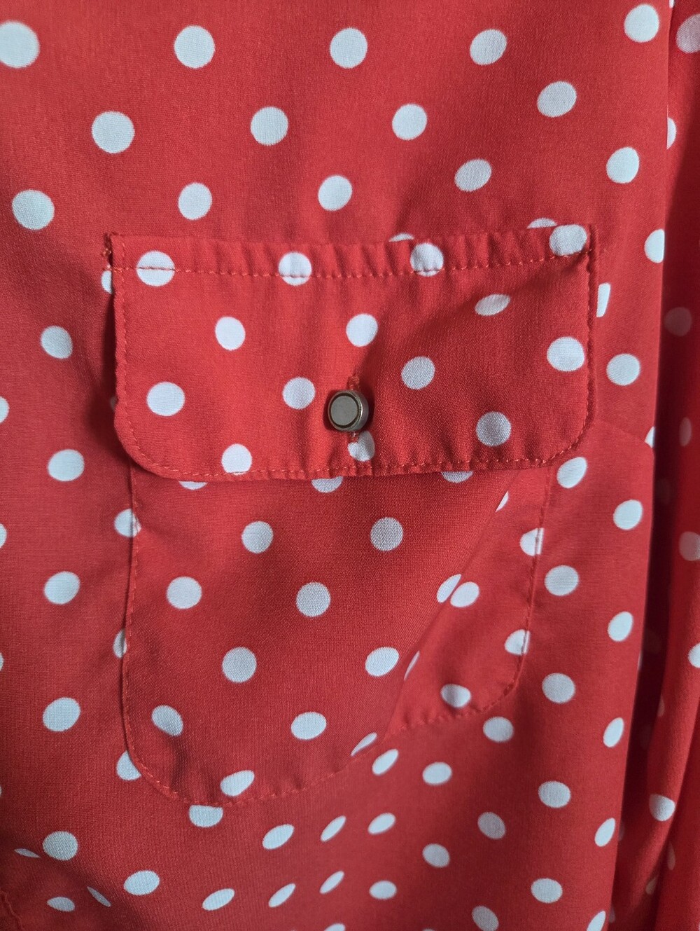Notations Red and White Polka Dot Button-Up Blouse - Picture 4 of 6